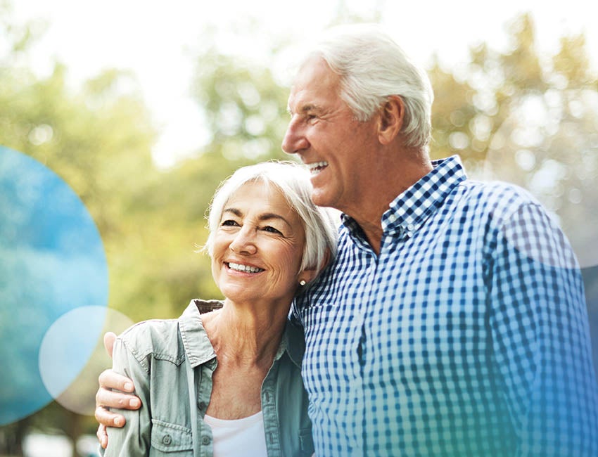 couple hugging and smiling